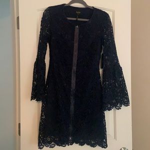 NWT - Laundry Navy Blue Bell Sleeve Lace Dress Sz2